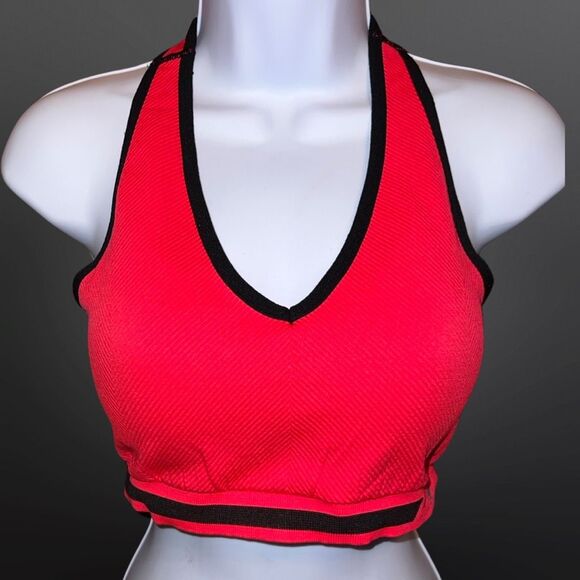 New Balance Logo Racerback Sports Bra Red Black Size XL - Picture 2 of 5